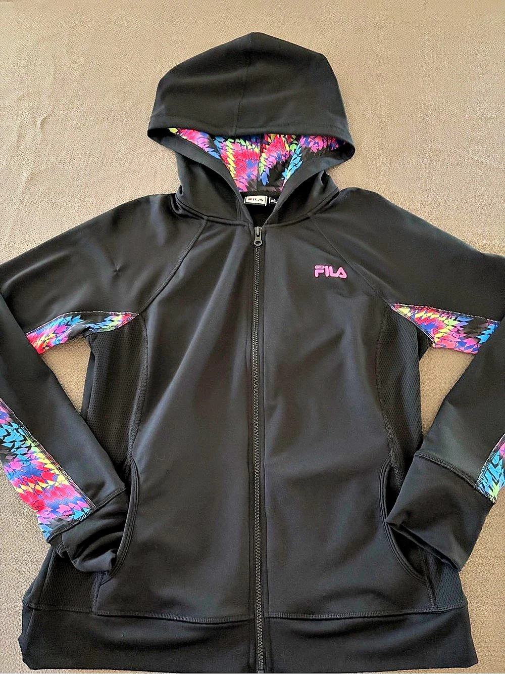 Fila Women's Black & Pink Hooded Jacket Like New
